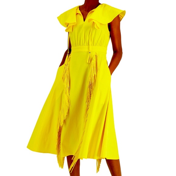 INC International Concepts Dresses & Skirts - INC Fringe-Trim Midi Dress, Yellow